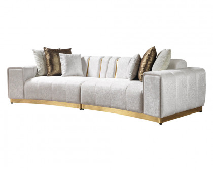 Nova Michelle Velvet Curved Sectional - Ivory