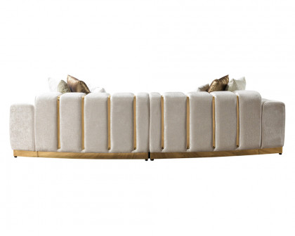 Nova Michelle Velvet Curved Sectional - Ivory