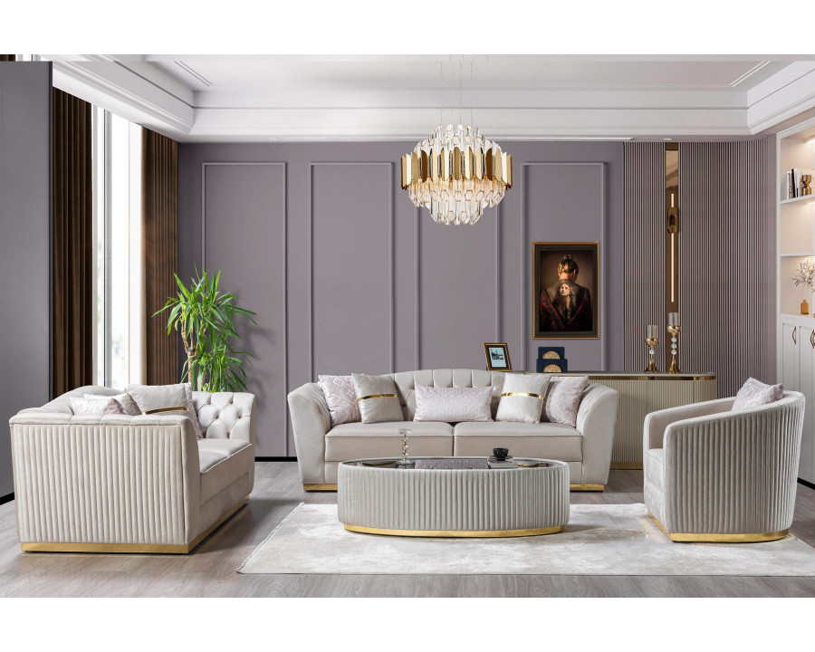 Nova - Milena Velvet Sofa & Loveseat in Ivory