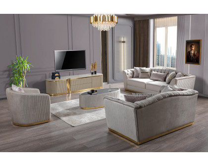 Nova - Milena Velvet Sofa & Loveseat in Ivory