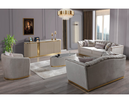 Nova - Milena Velvet Sofa & Loveseat in Ivory