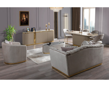 Nova - Milena Velvet Sofa & Loveseat in Ivory