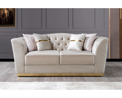 Nova - Milena Velvet Sofa & Loveseat in Ivory