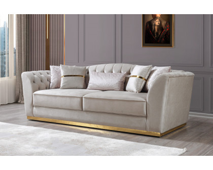 Nova - Milena Velvet Sofa & Loveseat in Ivory