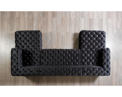 Nova Neva Black Velvet Double Chaise 138" Sectional