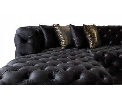 Nova Neva Black Velvet Double Chaise 138" Sectional