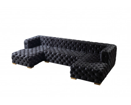 Nova Neva Black Velvet Double Chaise 138" Sectional