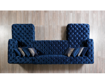 Nova Neva Blue Velvet Double Chaise 138" Sectional