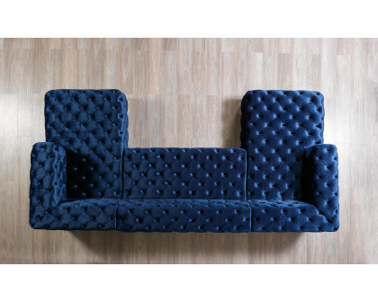 Nova Neva Blue Velvet Double Chaise 138" Sectional