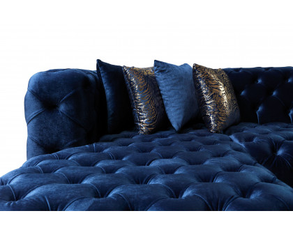 Nova Neva Blue Velvet Double Chaise 138" Sectional