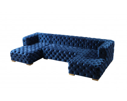 Nova Neva Blue Velvet Double Chaise 138" Sectional