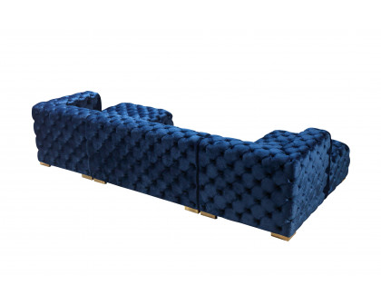 Nova Neva Blue Velvet Double Chaise 138" Sectional