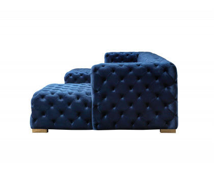 Nova Neva Blue Velvet Double Chaise 138" Sectional