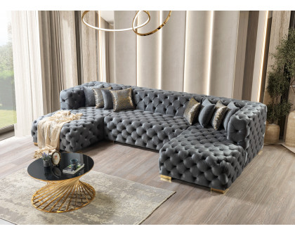 Nova Neva Gray Velvet Double Chaise 138" Sectional