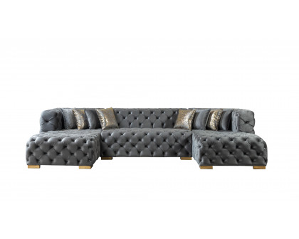 Nova Neva Gray Velvet Double Chaise 138" Sectional