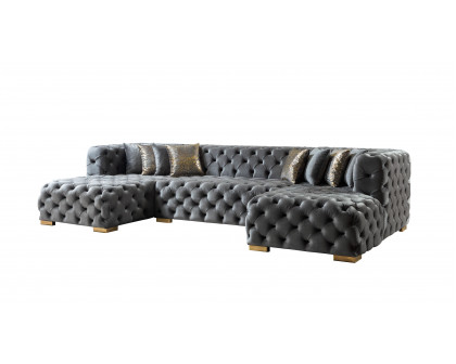 Nova Neva Gray Velvet Double Chaise 138" Sectional