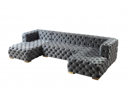 Nova Neva Gray Velvet Double Chaise 138" Sectional