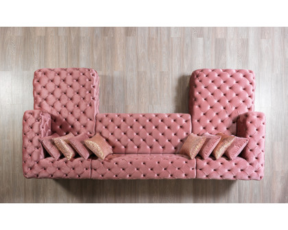 Nova Neva Pink Velvet Double Chaise 138" Sectional