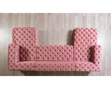 Nova Neva Pink Velvet Double Chaise 138" Sectional