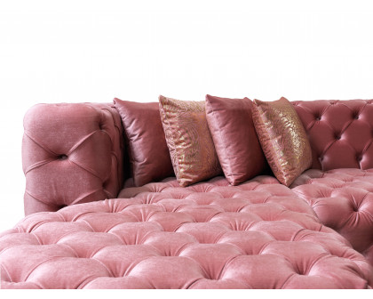 Nova Neva Pink Velvet Double Chaise 138" Sectional