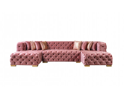 Nova Neva Pink Velvet Double Chaise 138" Sectional