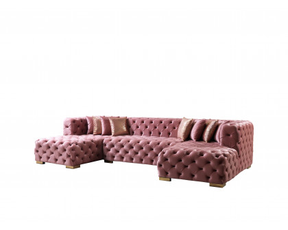 Nova Neva Pink Velvet Double Chaise 138" Sectional