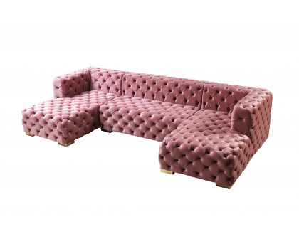 Nova Neva Pink Velvet Double Chaise 138" Sectional