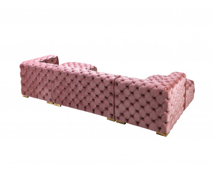 Nova Neva Pink Velvet Double Chaise 138" Sectional