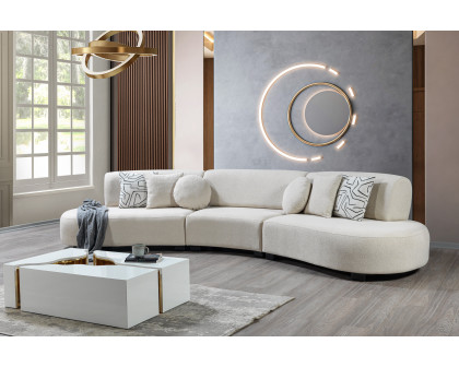 Nova - Olivia Boucle 3-Piece Curved Sectional in Ivory