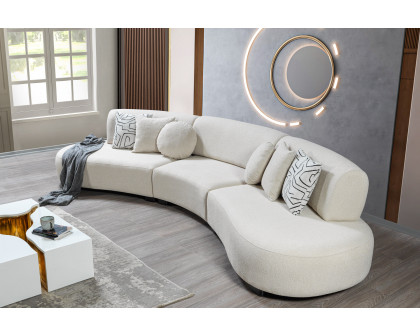 Nova - Olivia Boucle 3-Piece Curved Sectional in Ivory