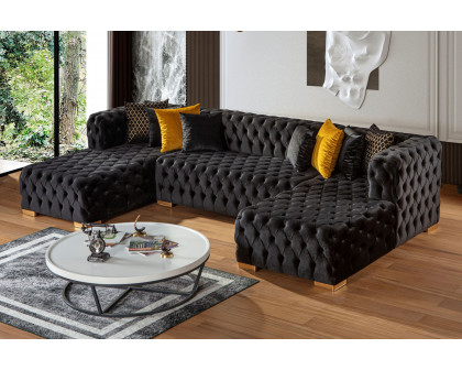 Nova Polo U-Shape Sectional - Black