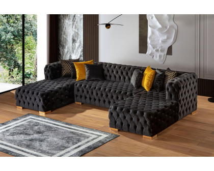 Nova Polo U-Shape Sectional - Black