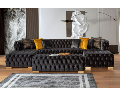 Nova Polo U-Shape Sectional - Black