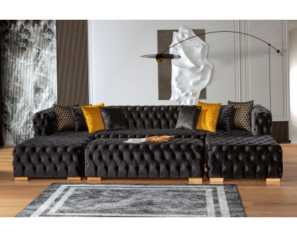 Nova Polo U-Shape Sectional - Black