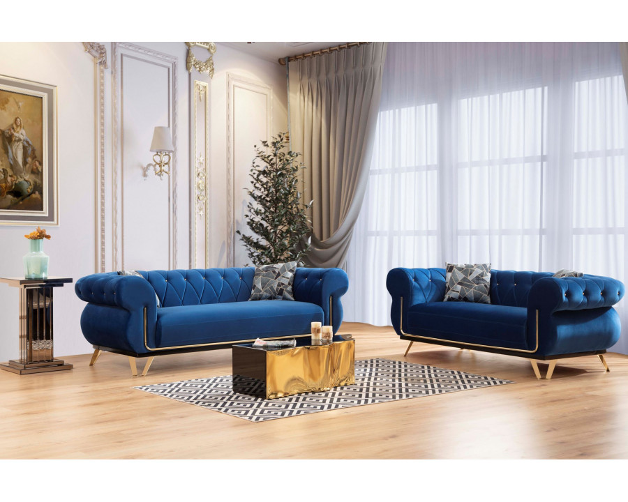 Nova - Rosy Navy Velvet Sofa & Loveseat