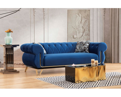 Nova - Rosy Navy Velvet Sofa & Loveseat