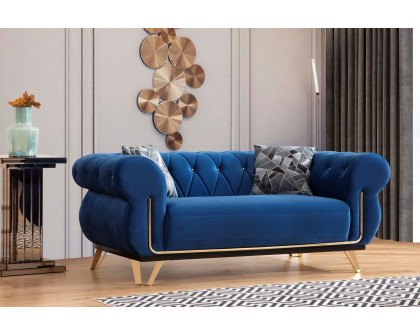 Nova - Rosy Navy Velvet Sofa & Loveseat