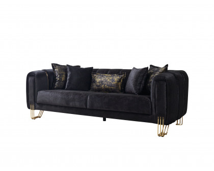 Nova - Santana Black Velvet Sofa 89" & Loveseat 69"