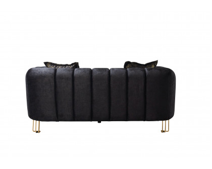 Nova - Santana Black Velvet Sofa 89" & Loveseat 69"