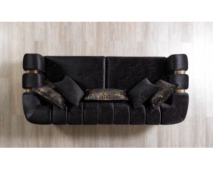 Nova - Santana Black Velvet Sofa 89" & Loveseat 69"