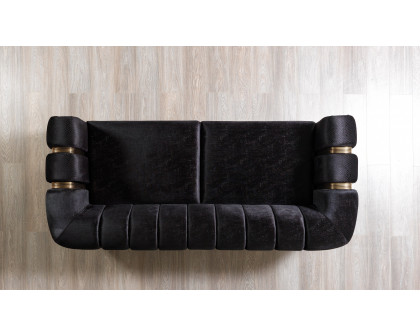 Nova - Santana Black Velvet Sofa 89" & Loveseat 69"