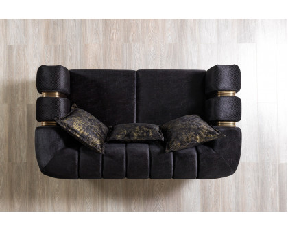 Nova - Santana Black Velvet Sofa 89" & Loveseat 69"