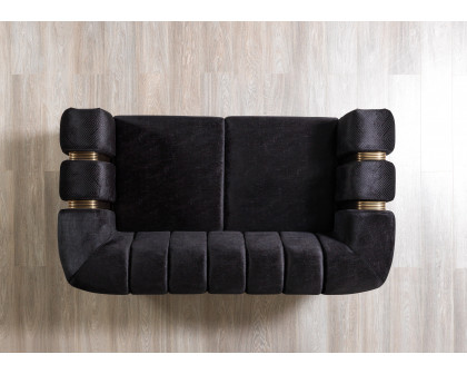 Nova - Santana Black Velvet Sofa 89" & Loveseat 69"