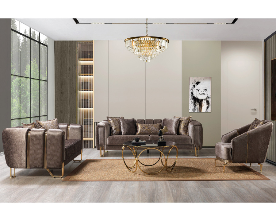 Nova Santana Velvet Sofa & Loveseat - Coffee