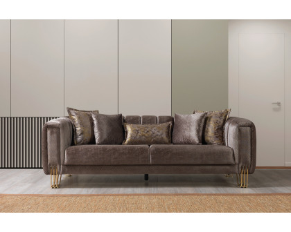 Nova Santana Velvet Sofa & Loveseat - Coffee