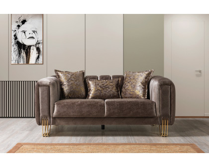 Nova Santana Velvet Sofa & Loveseat - Coffee