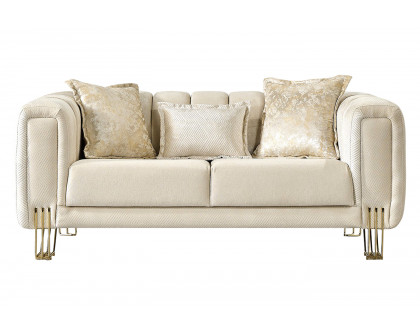 Nova Santana Velvet Loveseat - Ivory