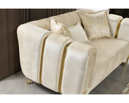 Nova Santana Velvet Loveseat - Ivory