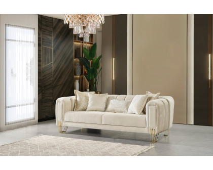 Nova Santana Velvet Sofa - Ivory