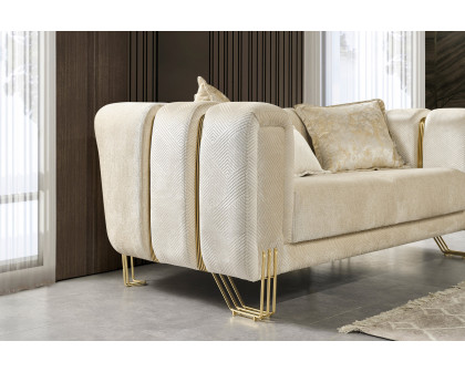 Nova Santana Velvet Sofa - Ivory